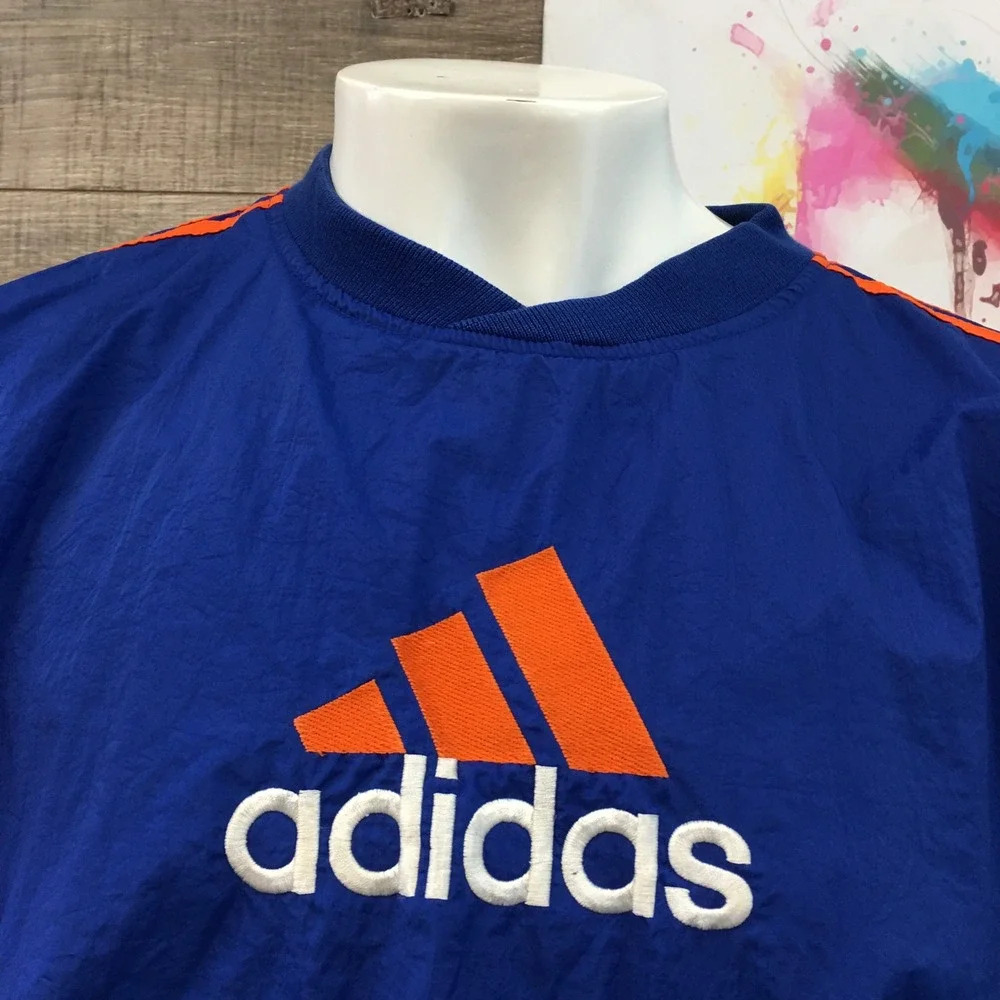 VINTAGE Adidas Track Windbreaker Jacket Logo Stripes Pullover Mens XL‎
